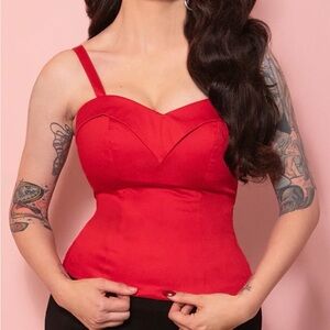 Altered 4x Vixen by Micheline Pitt Red Maneater Sweetheart Bustier Top